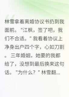 好看的前妻悔不当初，我已另娶新欢小说，主角林雪赵凯江枫最新章节阅读